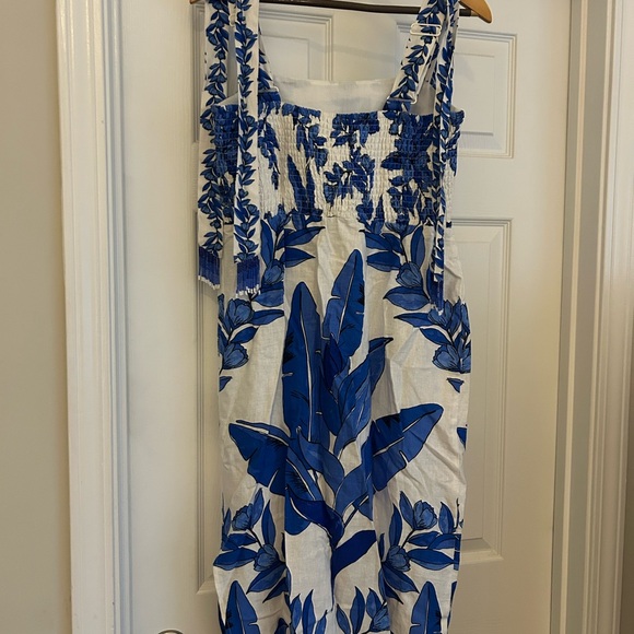 NWT CALYPSO‎ ST. BARTH Linen Blend Beaded Strap Placed Print Midi Dress SZ S - Picture 10 of 16